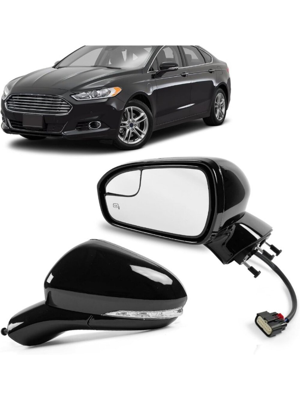 Left Driver Side Rear View Mirror for 2016-2020 Ford Fusion - 7 Pins, OEM Fit